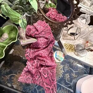 Chic‎ Snakeskin Print Sheer Skinny Scarf - Purple & Black- 63” x 13”